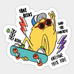 Funny And Crazy Skater Monster For Awesome Skateboarding Friends With Mental Disorder - international friendship Sticker